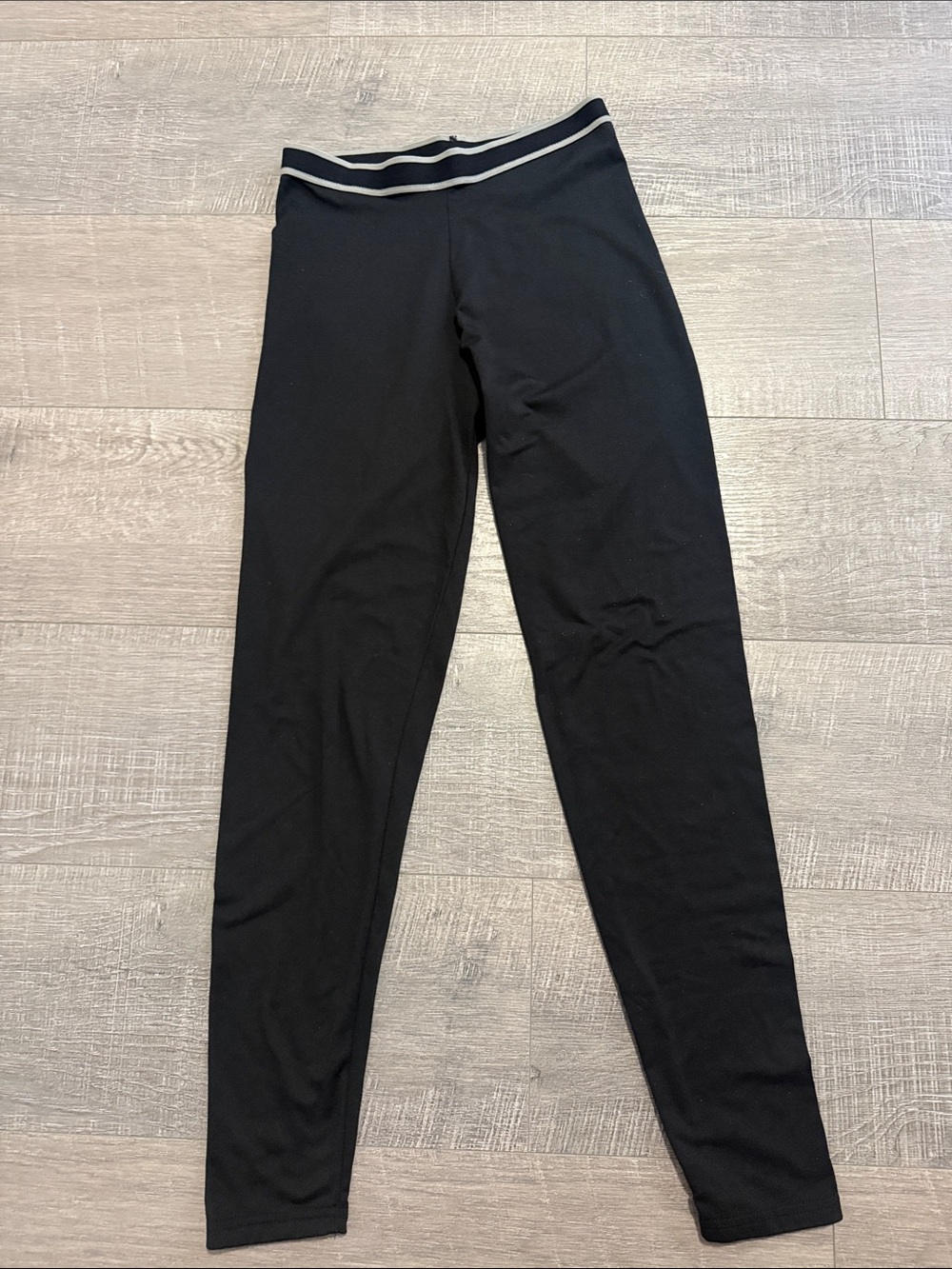 Rocky Black Leggings with White-Trim Waistband